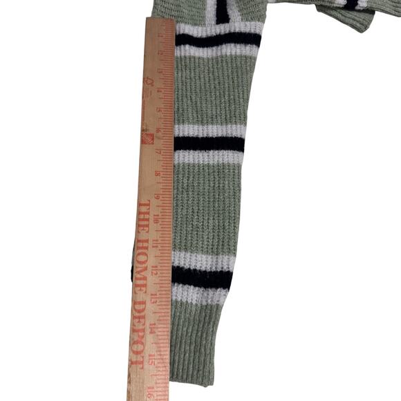 Hazel Moon Sage Green Striped Knit Sweater Women’s XS Cropped Cozy crew - Picture 5 of 6